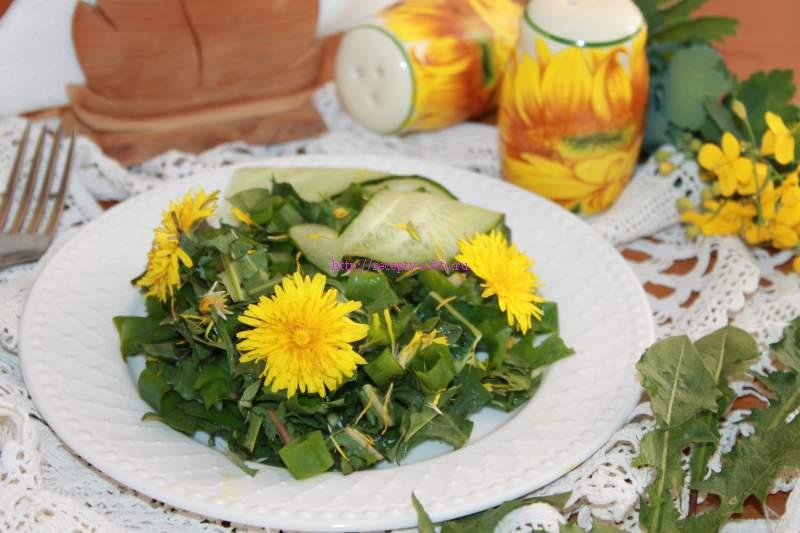 Салат из цветков одуванчика